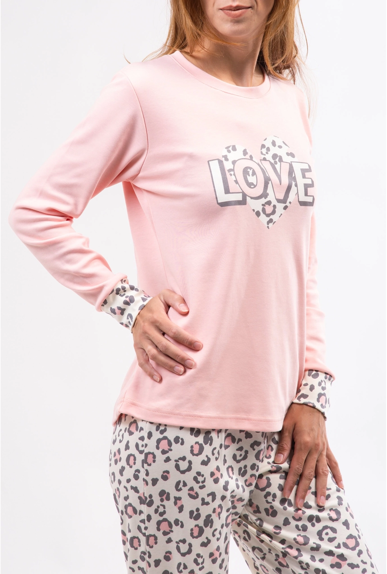 Ženska pidžama - Love roze leopard