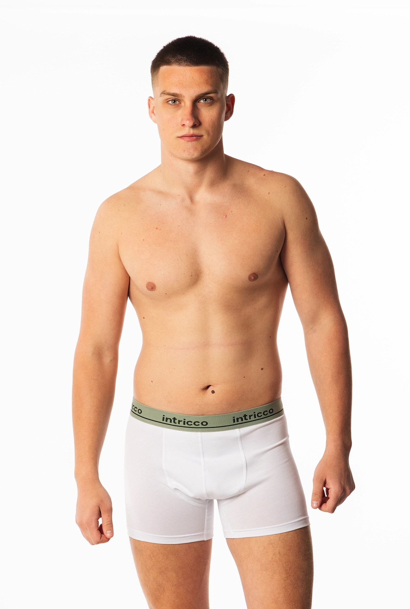 Muške bokserice likra - Bela sa zelenim lastišom