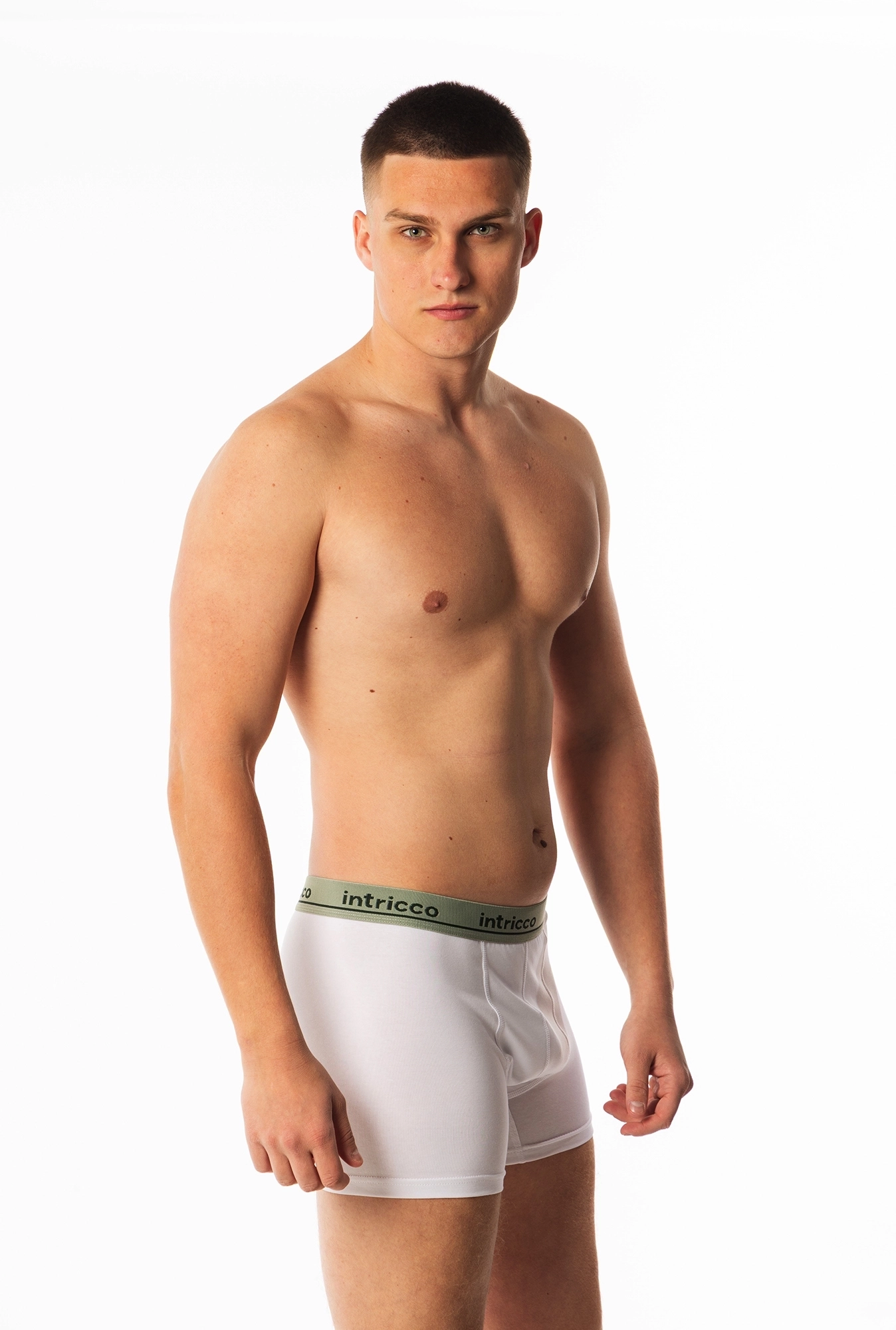 Muške bokserice likra - Bela sa zelenim lastišom