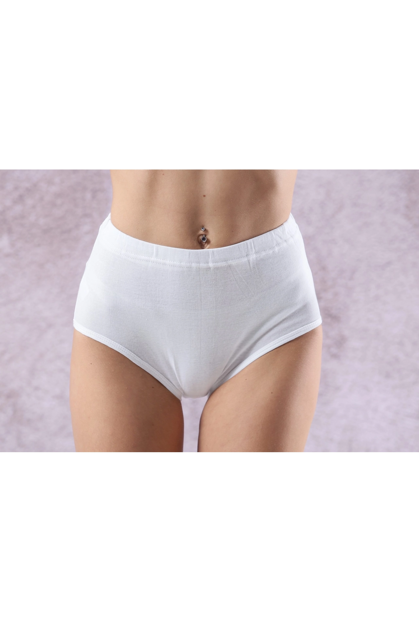 Pamučni ženski slip dubokog kroja - Bela